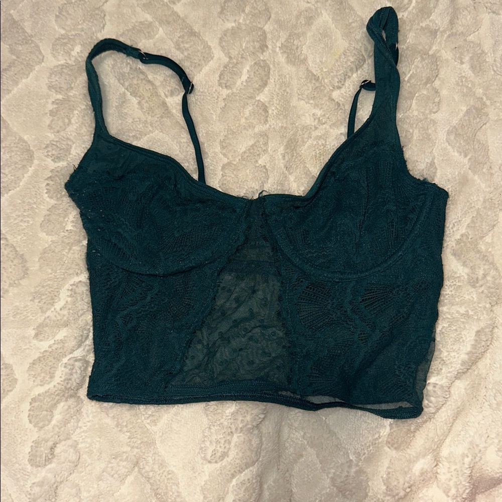 Gilly Hicks Dark Green Lace Bralette